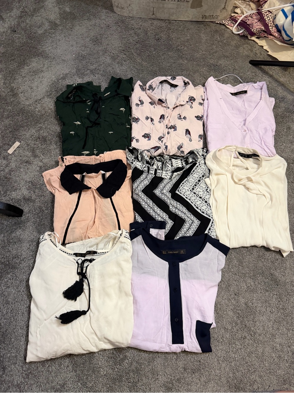 Zara Mixed Women Tops Bundle - Pastel Pink, Cream, Green, Black & White, cream